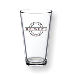 Clear Pint Glass - BCC Logo in White (12 oz) - Brewer's Coffee Company