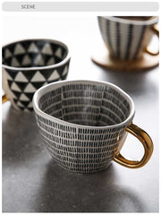 Handmade Irregular Ceramic Coffee Mugs With Gold Handles - Brewer's Coffee Company