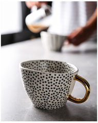 Handmade Irregular Ceramic Coffee Mugs With Gold Handles - Brewer's Coffee Company