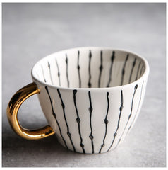 Handmade Irregular Ceramic Coffee Mugs With Gold Handles - Brewer's Coffee Company