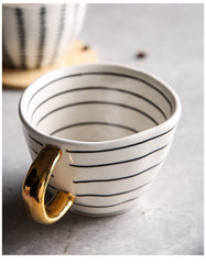 Handmade Irregular Ceramic Coffee Mugs With Gold Handles - Brewer's Coffee Company