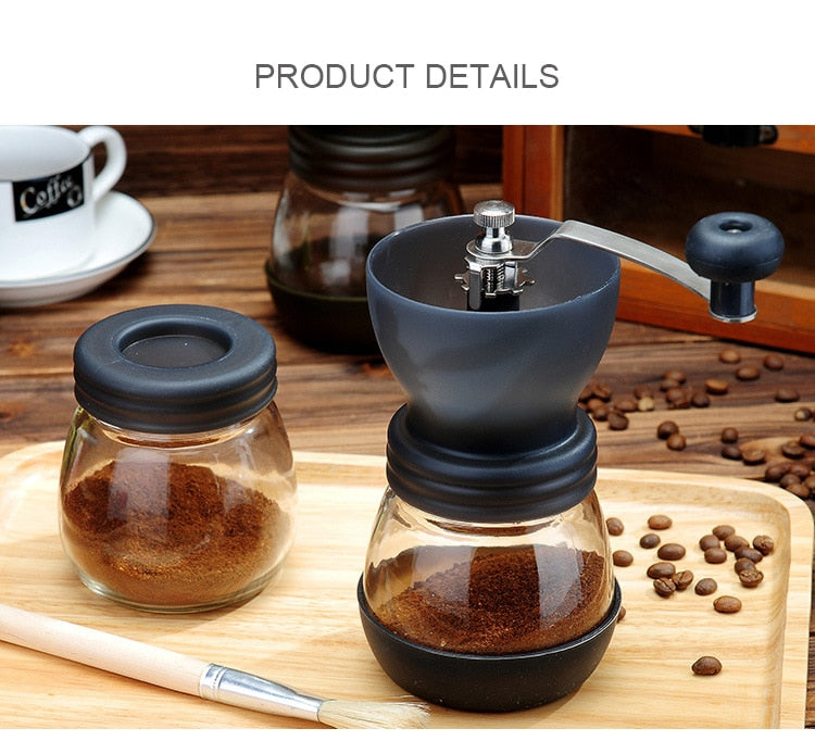 Manual Coffee Grinder with Storage Jar and Brush - Brewer's Coffee Company