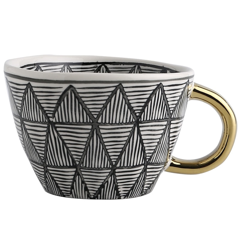 Handmade Irregular Ceramic Coffee Mugs With Gold Handles - Brewer's Coffee Company