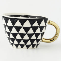 Handmade Irregular Ceramic Coffee Mugs With Gold Handles - Brewer's Coffee Company