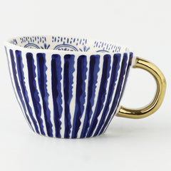 Handmade Irregular Ceramic Coffee Mugs With Gold Handles - Brewer's Coffee Company