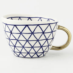 Handmade Irregular Ceramic Coffee Mugs With Gold Handles - Brewer's Coffee Company