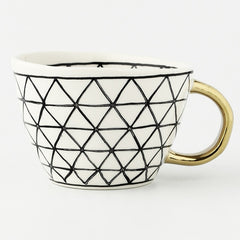 Handmade Irregular Ceramic Coffee Mugs With Gold Handles - Brewer's Coffee Company