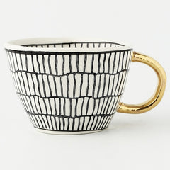 Handmade Irregular Ceramic Coffee Mugs With Gold Handles - Brewer's Coffee Company