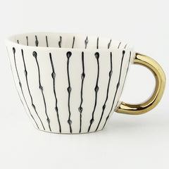 Handmade Irregular Ceramic Coffee Mugs With Gold Handles - Brewer's Coffee Company